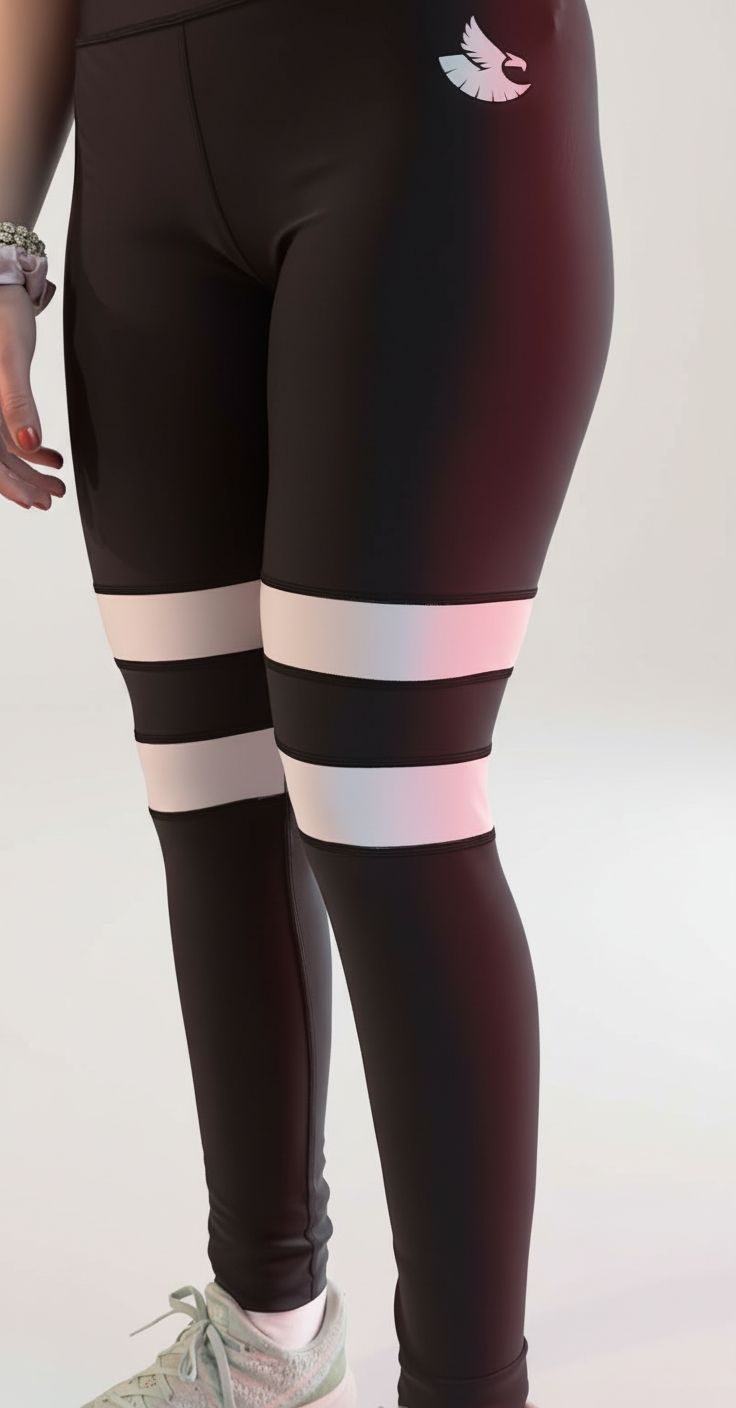 Premium Black Leggings with White Stripes by Drift Hawk